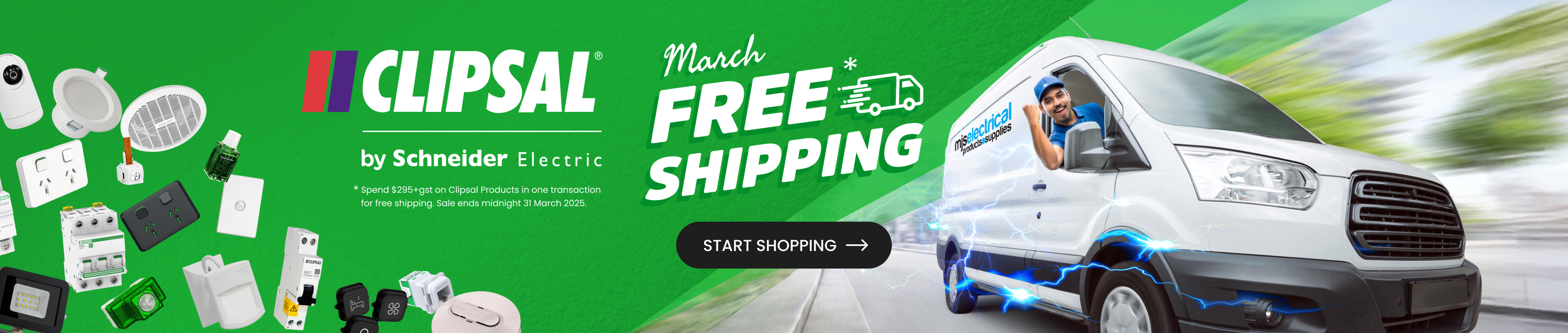 Home Page Banner - Clipsal FREE Shipping March '25