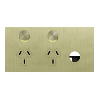 Clipsal Solis T Series Double Powerpoint 10A + Extra Blank Switch Living Brass