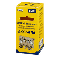 IMO DIN Rail Terminals | 3 x 6mm Fuse Holder with End Plates | 3.5A 300V (ERF2BEIGE)